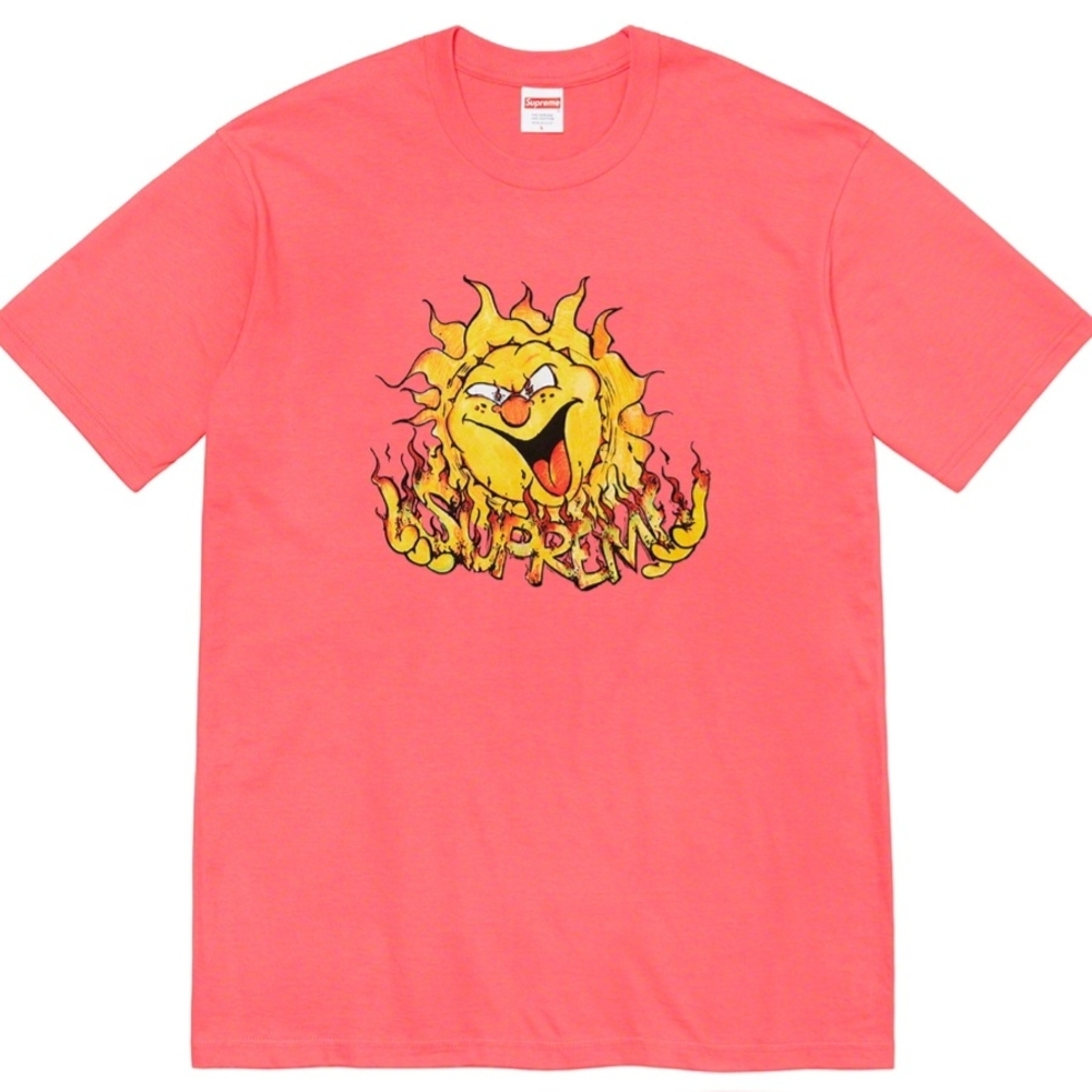 Supreme Pink Tee with Yellow Graphic